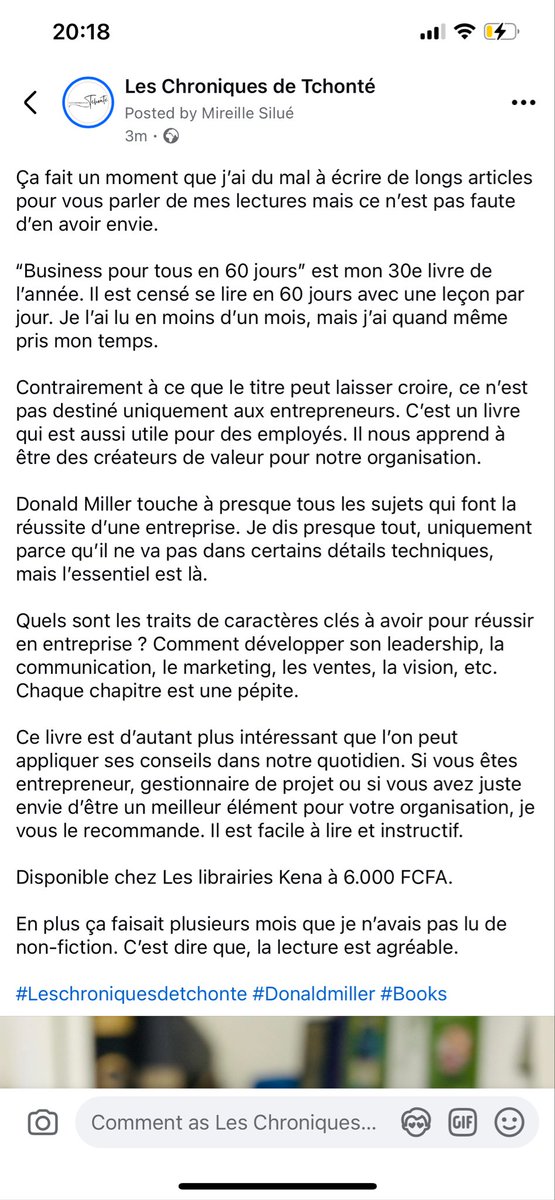 “Business pour tous en 60 jours” est mon 30e livre de l’année. Il est censé se lire en 60 jours avec une leçon par jour. Je l’ai lu en moins d’un mois, mais j’ai quand même pris mon temps…. Petit recap en images. 

#Leschroniquesdetchonte #Donaldmiller #Books