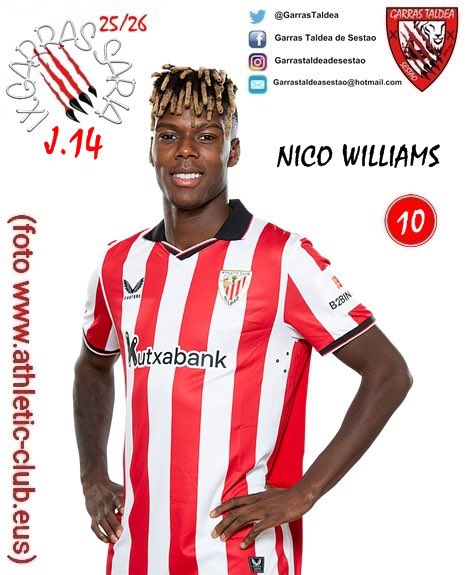 VIII. GARRAS SARIA MASCULINO 2025/26🦁🐾🐾
Los soci@s de Garras Taldea de Sestao han elegido como jugador con más ''GARRA'' del partido de la jornada 14 contra el LEVANTE a NICO WILLIAMS 
Garras NICO
garras!!🐾🐾