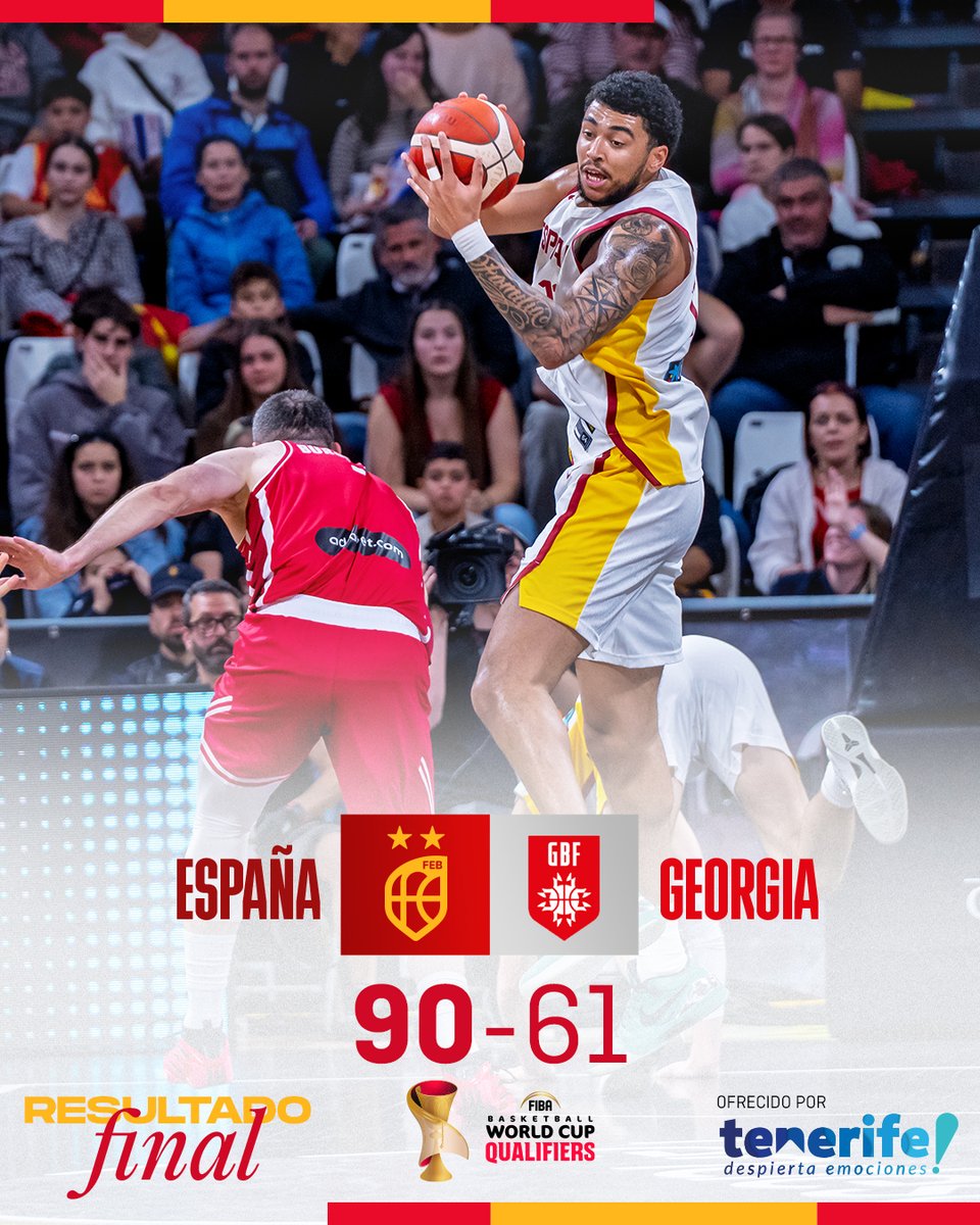 𝗩𝗔 𝗣𝗢𝗥 𝗧𝗜, <a href="/GreatOsobor/">Great</a> 🙏

Gran juego y VICTORIA de #LaFamilia‼

🏆 Clasificación <a href="/FIBAWC/">FIBA Basketball World Cup 🏆</a>
🇪🇸🆚🇬🇪
FINAL | 90-61
📌 <a href="/pabellonsmartin/">Pabellón Santiago Martín</a>
📺 <a href="/teledeporte/">Teledeporte</a>

#SomosEquipo