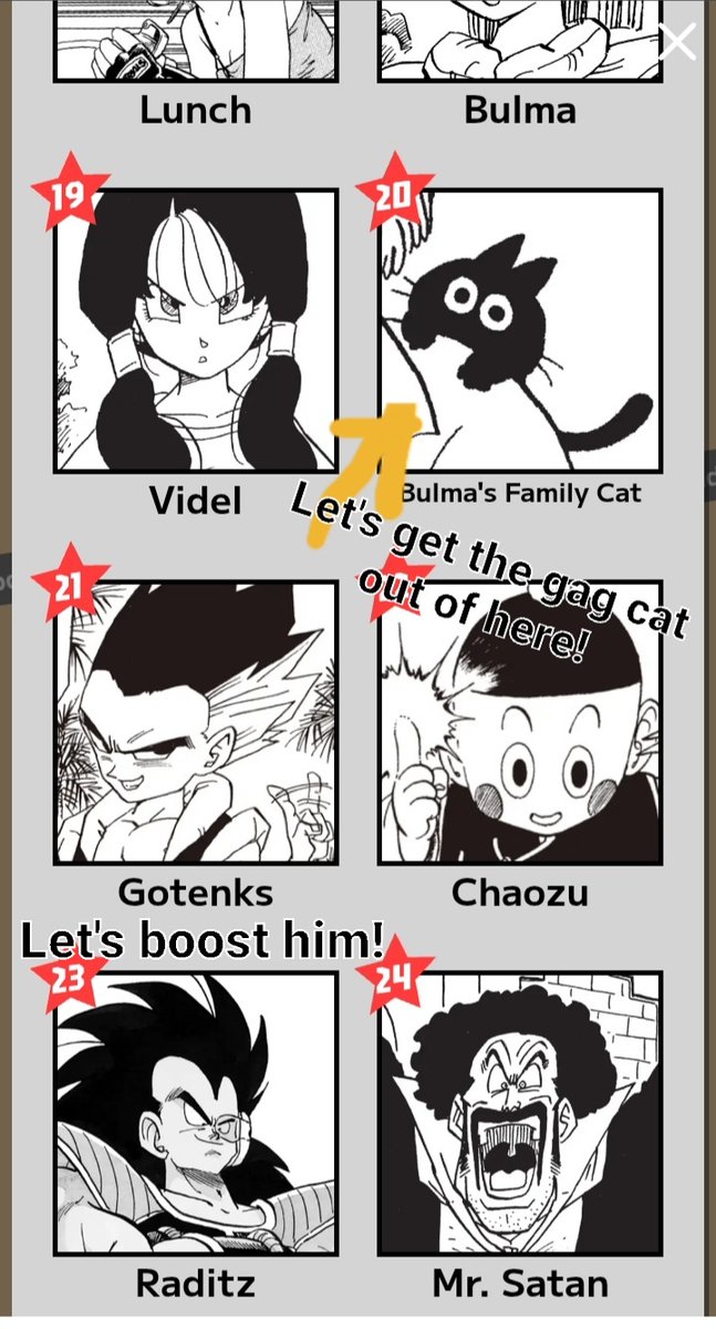 KremlingLady1's tweet photo. https://t.co/ekAYExtt0z Keep voting daily. Raditz only has to go up 3 ranks and he can get into the final round. We can do it. Got to get this gag cat out of the top 20 and it's doable. So please help. #DrsgonBall #Raditz #PopularityPoll https://t.co/IQHRhOU9Jh