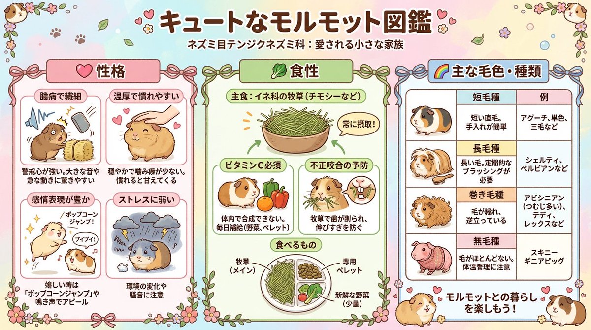ku_nel_notekute's tweet image. 初心に帰ってモルモットのインフォグラフィックを作る…最初にGemini（これは高速モード）でモルモットの基本情報を文字化してもらって、それをnano-bananaに渡して作ってもらう。これで文字も潰れにくいし、情報もやや正確になると思う～