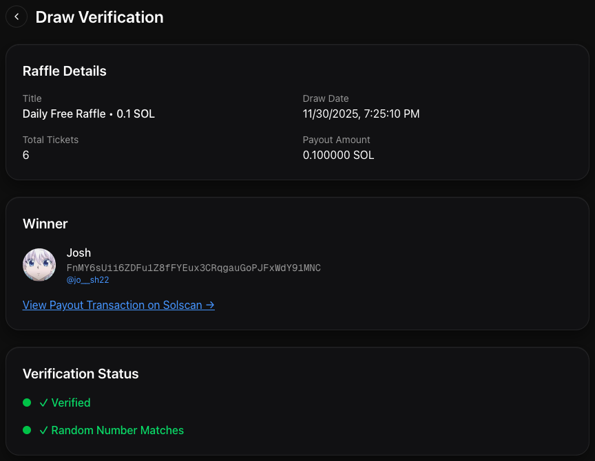 Congratulations to <a href="/tripwire64/">bentachi</a> and <a href="/Jo__sh22/">josh₰</a> for winning our 2 most recent Daily FREE $SOL Raffles!

Make sure to check out our pinned post to win BIG...