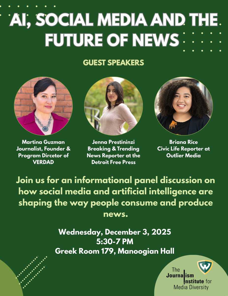What does “trust” look like in an AI-driven world? We’ll dig into that at <a href="/waynestate/">Wayne State University</a>  with reporters shaping Detroit’s media landscape. This Wednesday, join me, Briana Rice, and Jenna Prestininzi at the Journalism Institute for Media Diversity for this timely conversation.