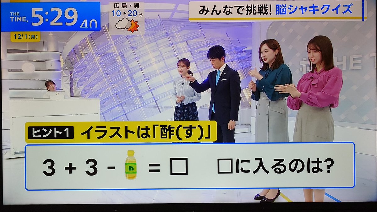 3(さん)＋3(さん)−酢(す) さんたすさん−す さんたさん→サンタさん