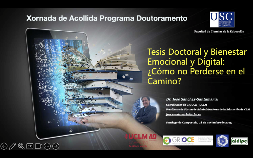 pepsantamara's tweet photo. El pasado viernes en la Xornada de Acollida Programa Doutoramento 🪔 En #SantiagodeCompostela para repensar la #tesisdoctoral desde sus implicaciones en el #bienestaremocional y #digital ✍️

#GRIOCE  #investigacioneducativa @UCLMdivulga  @FEAEEstatal https://t.co/tKSxGnLj7j