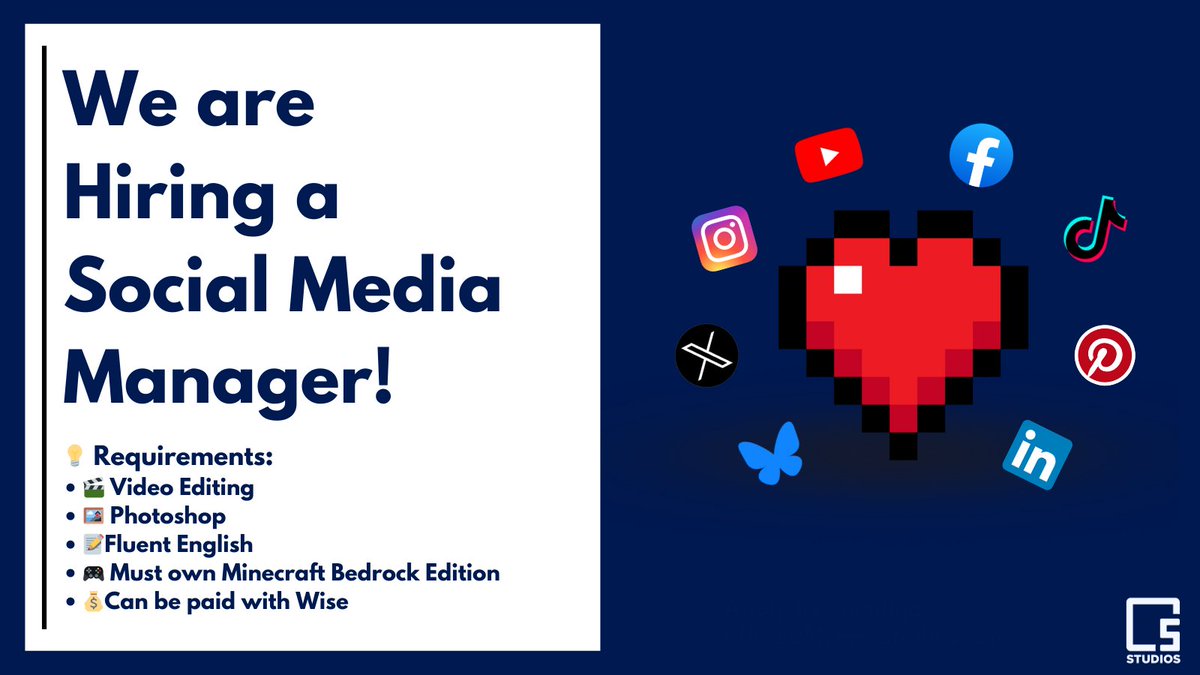 📣 We’re Hiring a Part-Time Social Media Manager! 🎥

5 Frame Studios is looking for a talented creator who can capture high-quality marketing photos &amp; videos inside Minecraft Bedrock Edition.

If you love Minecraft and have a creative eye, this is for you! 

📧 Interested? Apply