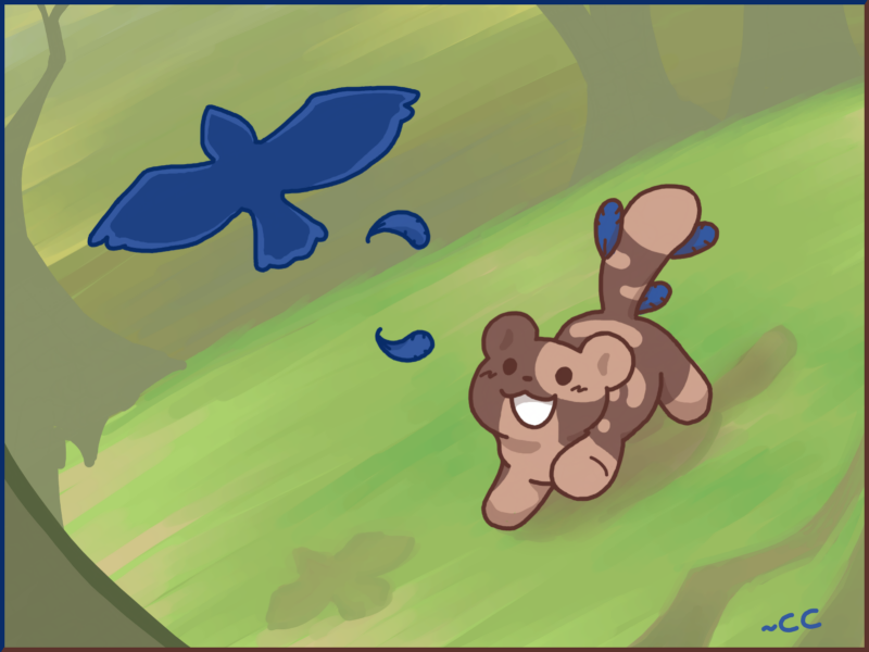 November Monthly art! I had no ideas for the image until I'd actively started streaming it, so I'm surprised it turned out as good as it did.

Otterpaw looks absolutely nothing like a cat and I love it. Lookit her go!
#art #oc #cat