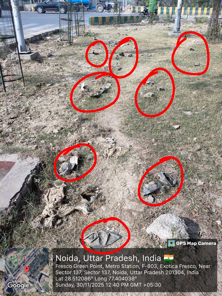 #Noida
<a href="/CeoNoida/">CEO, NOIDA Authority</a> <a href="/noida_authority/">NOIDA Authority</a>
1. Plants were planted. Well done! 
2. But the black polybags were thrown away as trash. 
Is this how "Clean Noida, Green Noida" will happen? 
Kindly get the polybags removed. 
Location: Green Belt running from Dog Park to SKS School, Sector 137