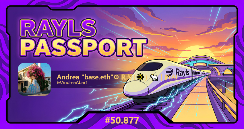 The Rayls manifesto just went live. The early passports are disappearing fast! Get yours before the train leaves the station.
raylsmanifesto.com/?ref=RAYLS-AND…
#50.877!