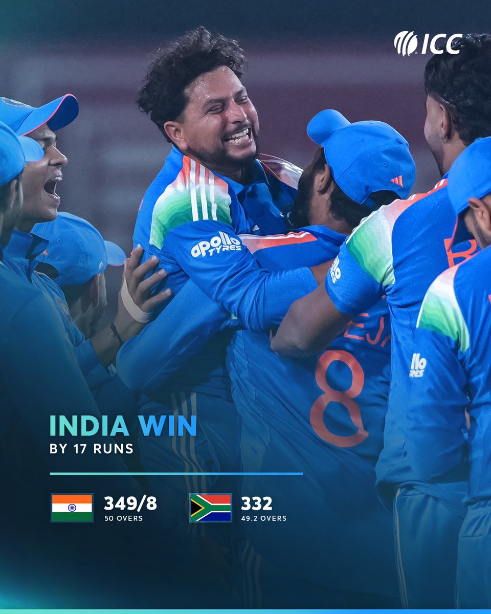 ICC's tweet image. India hold their nerves to secure a solid victory against South Africa in the first ODI 💪

#INDvSA 📝: icc-cricket.com/matches/259043…