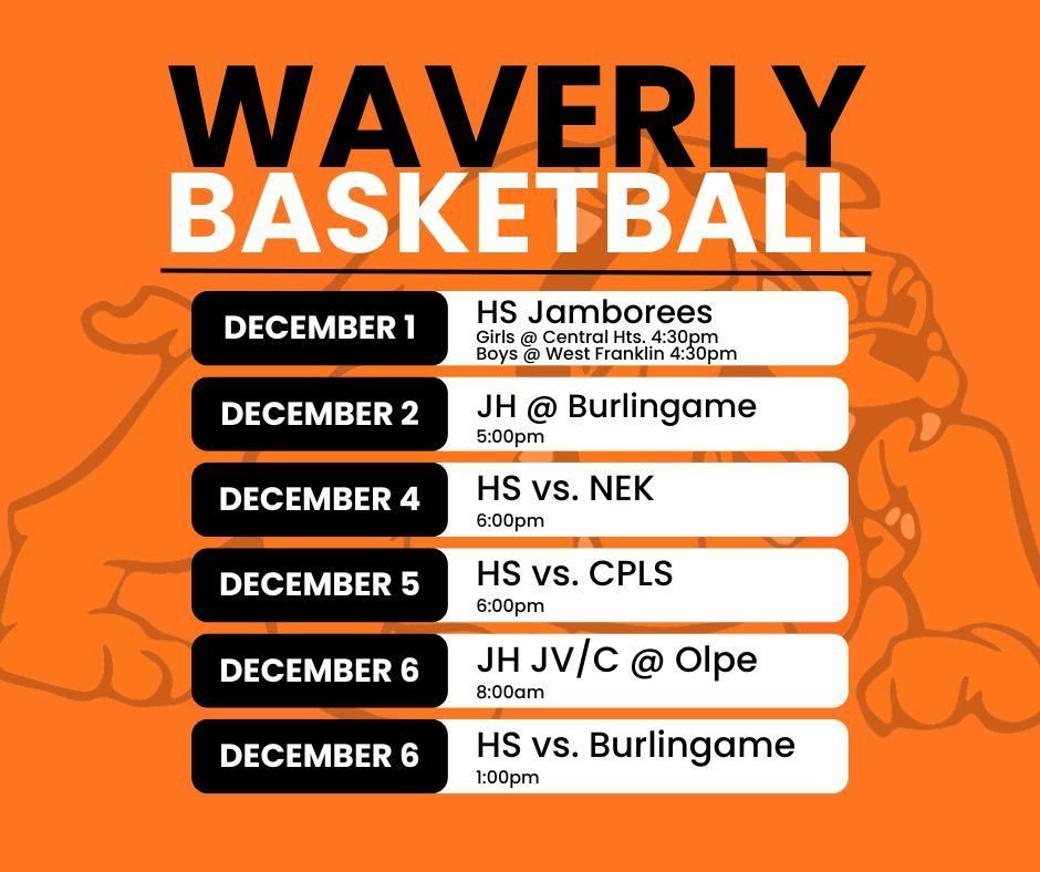 SchoolsWaverly's tweet image. Come out and support the Bulldogs Basketball programs this week!