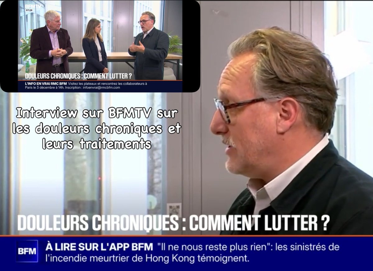 🎥 interview <a href="/Inst_Analgesia/">ANALGESIA</a> X <a href="/BFMTV/">BFM</a> Première ce matin sur les douleurs chroniques 😖 et leurs traitements 💊 . 

👉 le lien pour la regarder : bfmtv.com/sante/video-do…

A suivre une émission dédiée long format dans les podcasts santé de BFM. 

#medecine #sante #santé #douleur