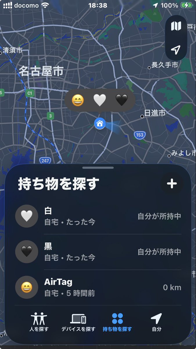 amazonのブラックフライデーでAirTagもどきを買ってみたんですけど、iPhoneの「探す」では普通に認識されました．音も出たし．