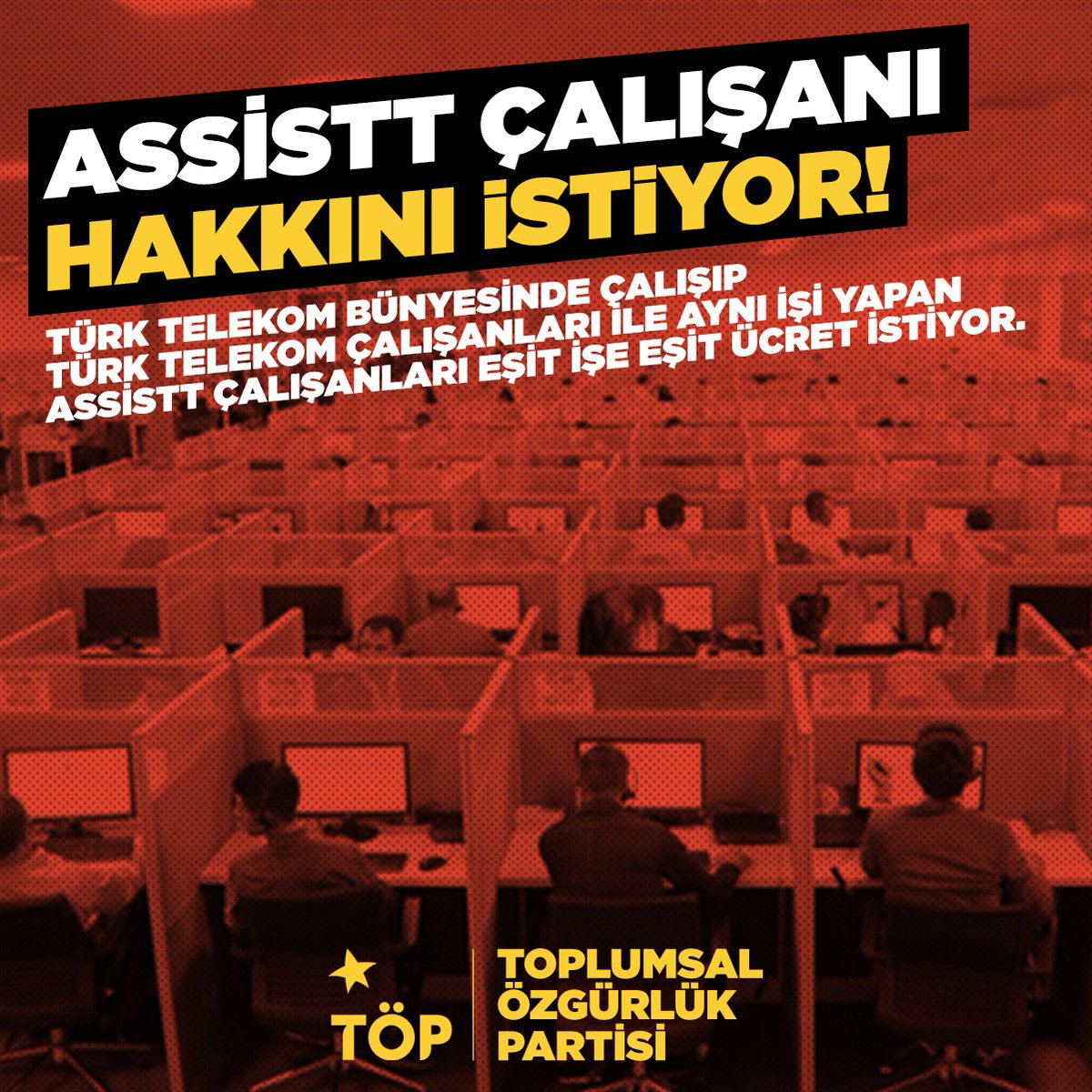 AssisTT işçileri aynı çatı altında çalıştıkları Türk Telekom işçileri ile aynı hakları istiyor! AssisTT çalışanları 100 bin TL’lik Türk Telekom promosyonuna karşı kendilerine dayatılan 44 bin 100 TL’ye, mobbinge, mesai zorunluluğuna, maaş farklarına karşı çıkıyor.

Zafer direnen