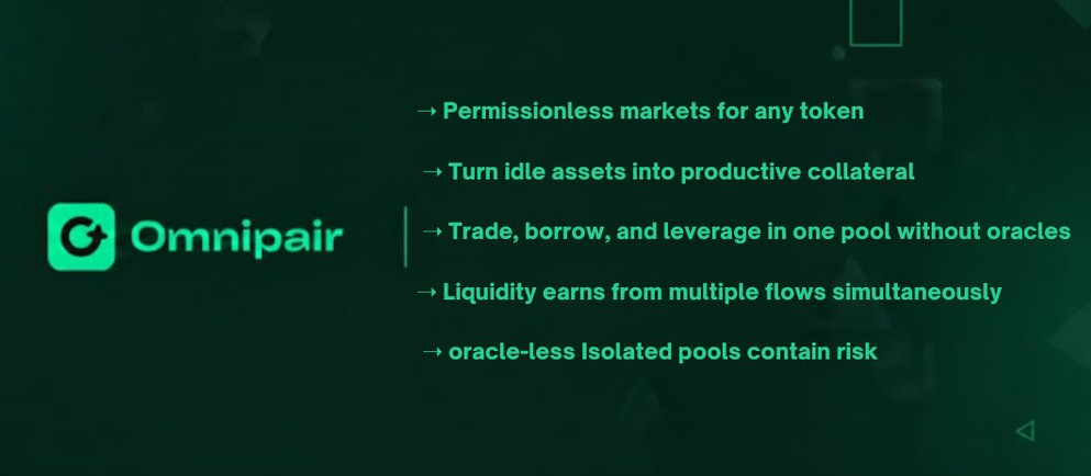 $OMFG // <a href="/omnipair/">Omnipair</a>

New exploration of @MetaDAO ecosystem.

short version: Omnipair is a spot &amp; margin trading app where markets can be created in a permissionless fashion and don't have to rely on oracles.

Anyone can lend, borrow, and trade long-tail assets (shitcoins,