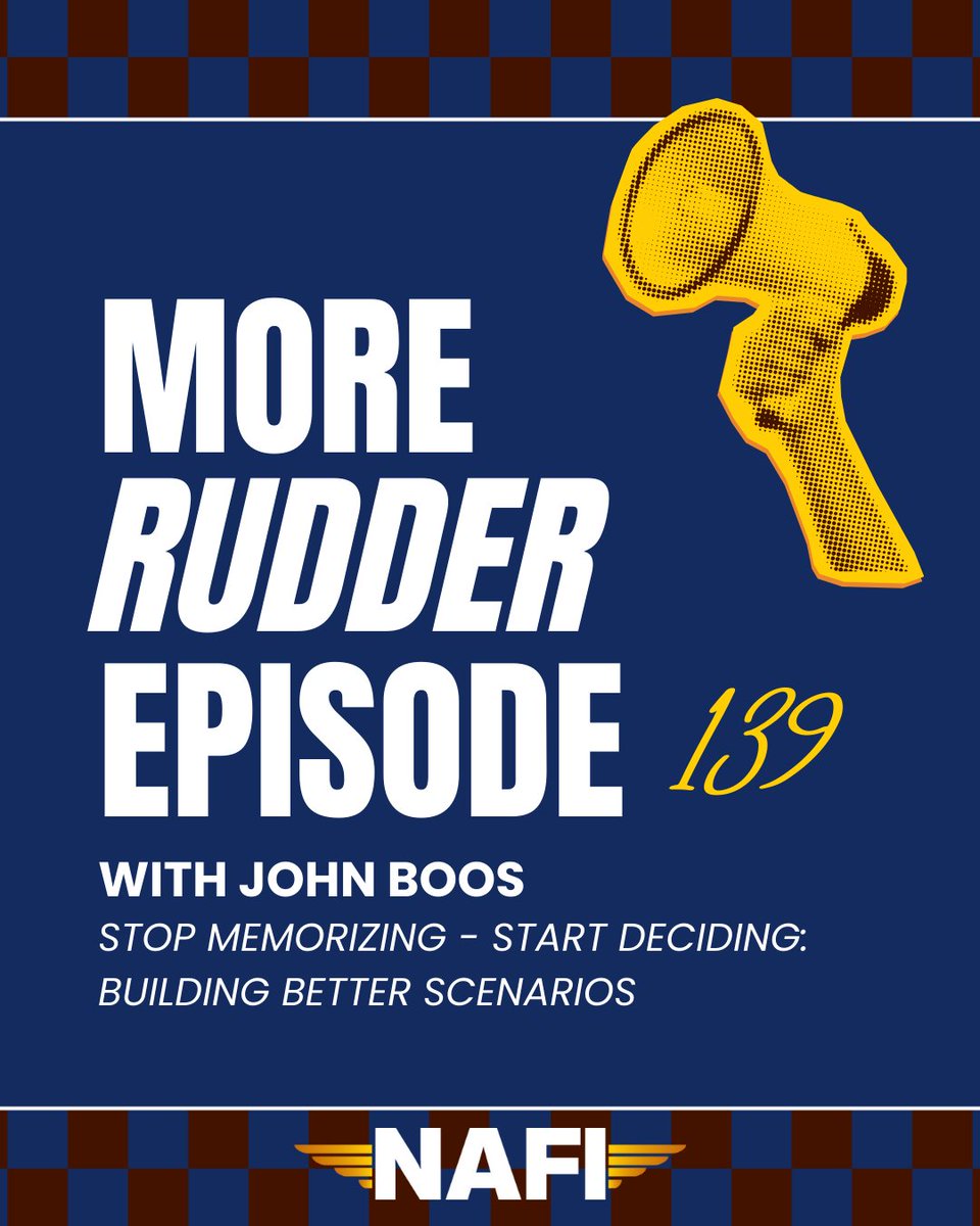 NAFIInstructors's tweet image. In case you missed it… 🎧

More Right Rudder Episode 139 with John Boos is live:  “Stop Memorizing – Start Deciding: Building Better Scenarios.”

Podbean link: nafiinstructors.podbean.com/e/stop-memoriz…
Youtube link: youtu.be/BlGd5TolzgM

#NAFIPodcast #MoreRightRudder #InstantInsights