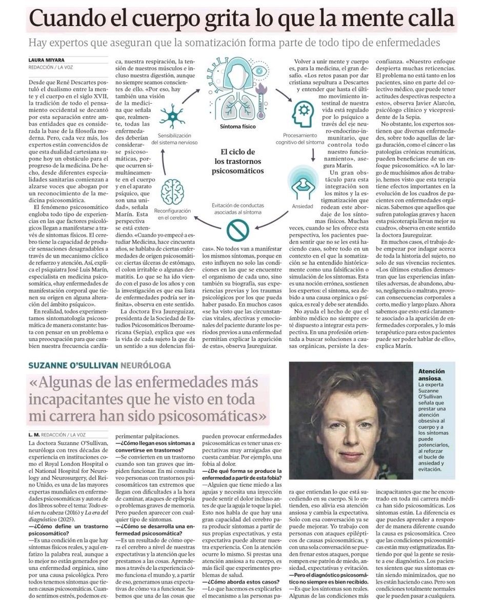 Escuchar nuestras emociones es la forma de cuidar la salud física real

La neuróloga O'Sullivan recuerda que el síntoma es real, es la forma en que el cuerpo nos informa sobre lo que la mente no puede verbalizar

El estrés es un gran creador de síntomas que hay que  escuchar