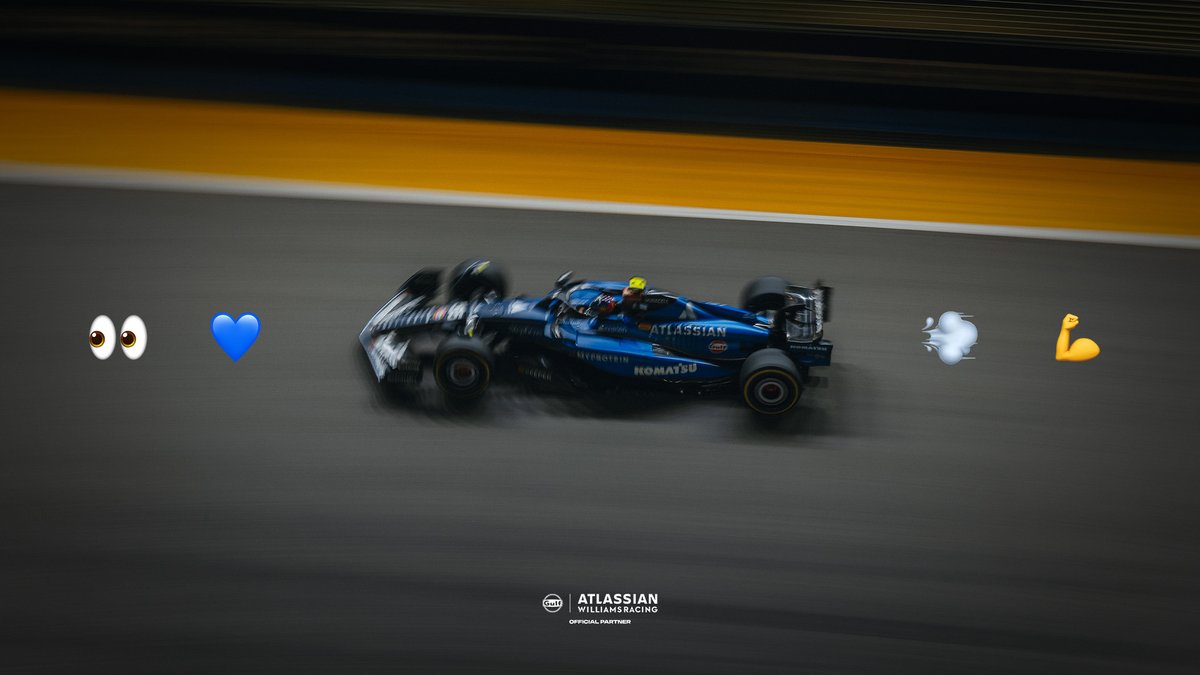 GulfOilIntl's tweet photo. The car is dialled in and pushing hard under the Qatar lights ๐
Let's dig deep, team ๐ช
What emojis best capture your mood?
#F1 #QatarGP #GulfOil #AtlassianWilliamsRacing https://t.co/JnHGI1tQDy