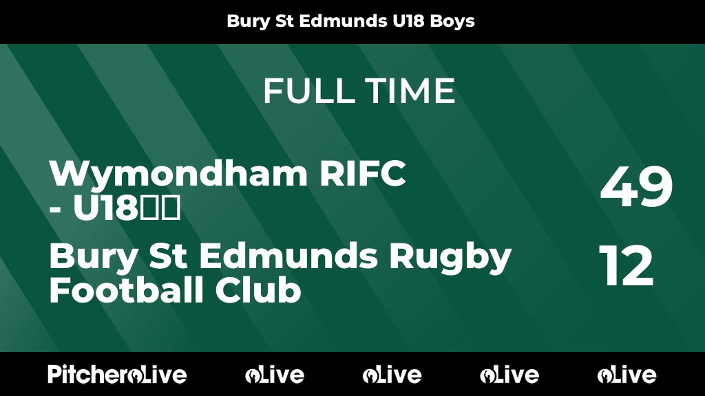 FULL TIME: Wymondham RIFC - U18’s 49 - 12 Bury St Edmunds Rugby Football Club
#WYMBUR #Pitchero
bserugby.co.uk/teams/17509/ma…