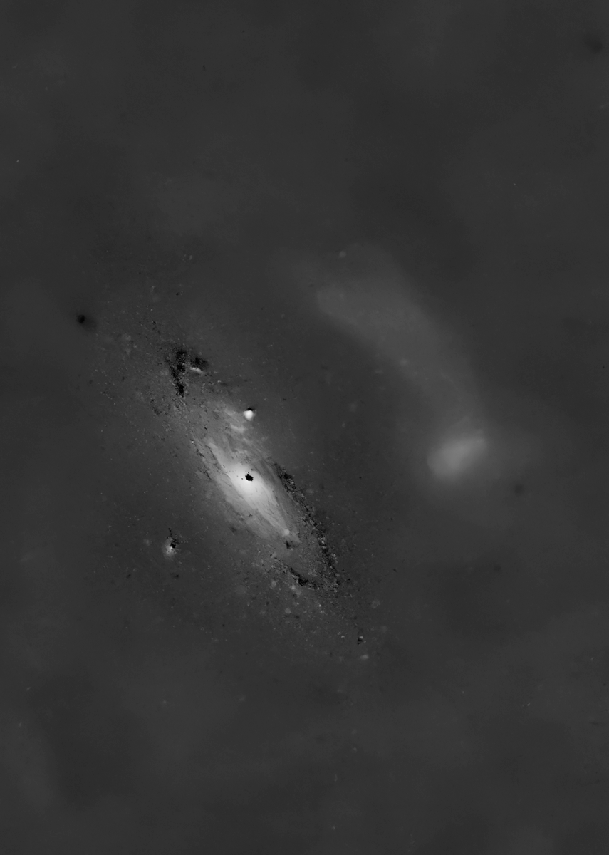 What 100 hours of Oiii-filtered light looks like at f/2.8 after continuum subtraction. 

Nerdspeak for "that little arc above Andromeda was SUPER hard to resolve"