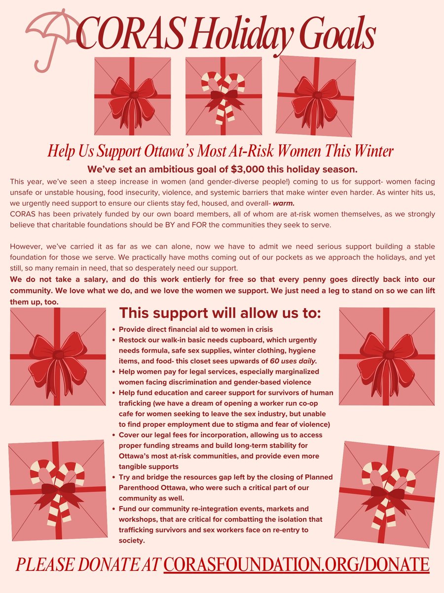 This winter, more women are coming to CORAS for safety, food, legal help, and basic necessities. 
Our board (all at-risk women, as we are BY and FOR sex workers &amp; trafficking survivors) has privately funded everything alongside the help of some gracious donors so far- but we need