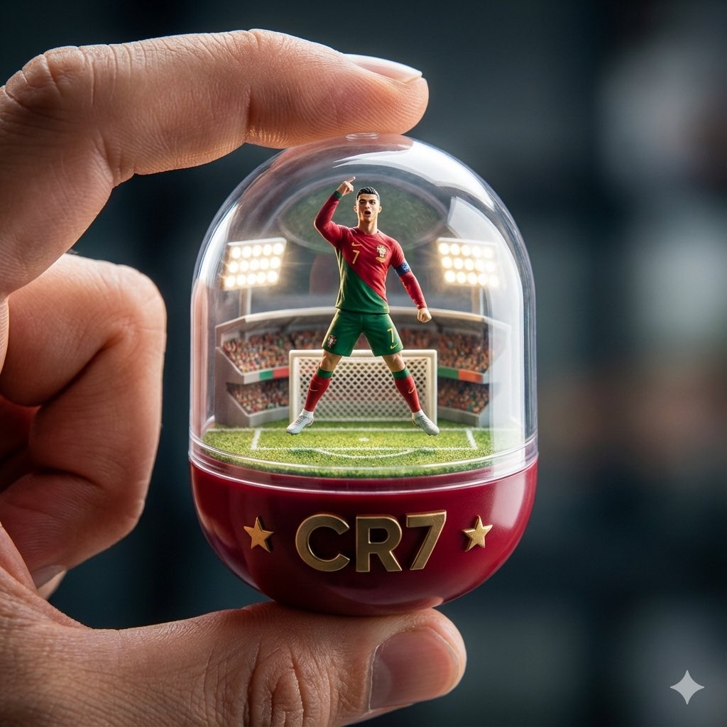 A detailed gashapon capsule diorama held between fingers, fe... - Example 3