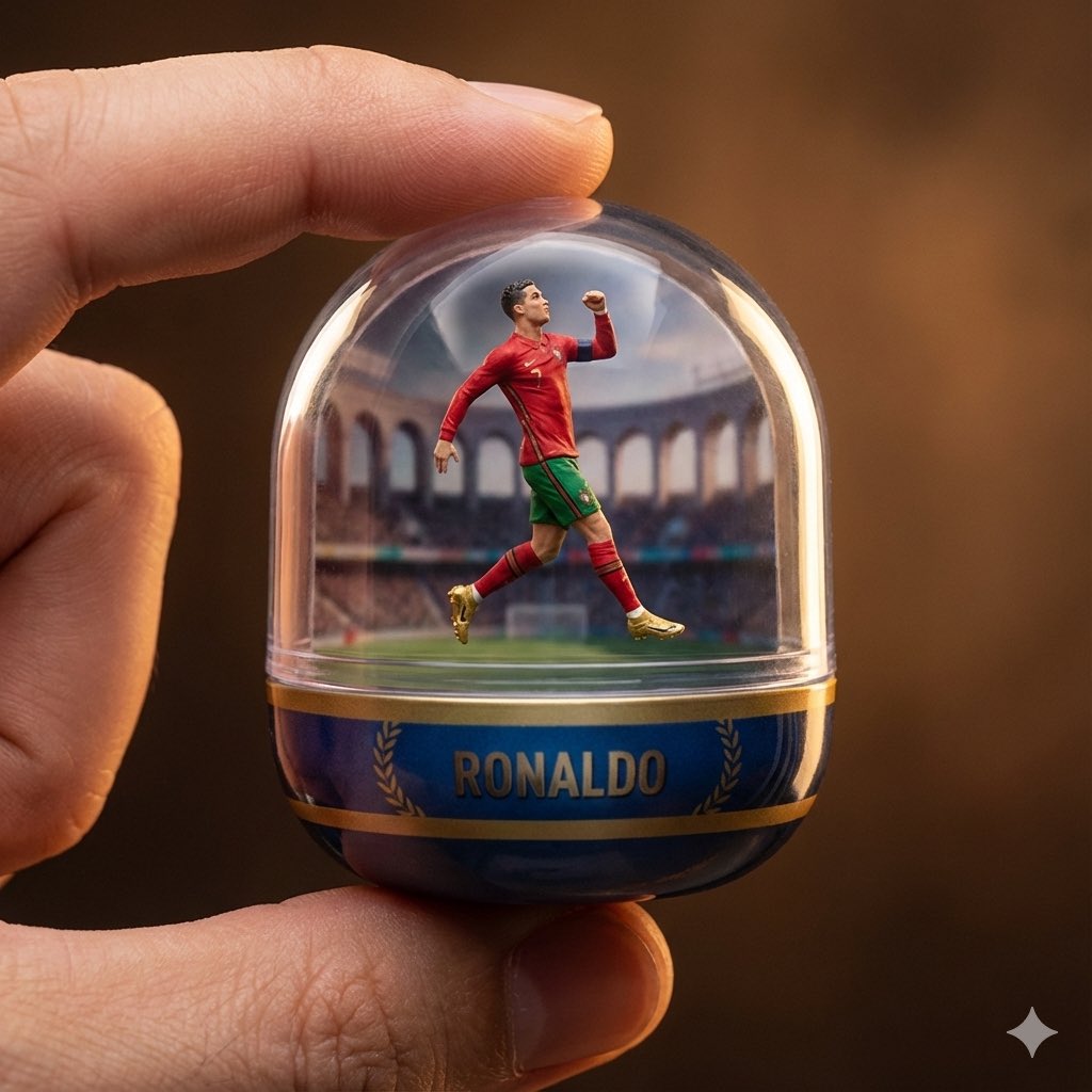 A detailed gashapon capsule diorama held between fingers, fe... - Example 4