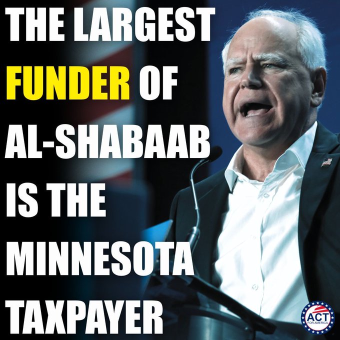 TruthnReality2's tweet photo. @maggiewise111 What about Tim 'Al-Shabaab' Walz? https://t.co/sWnIBdDFcJ