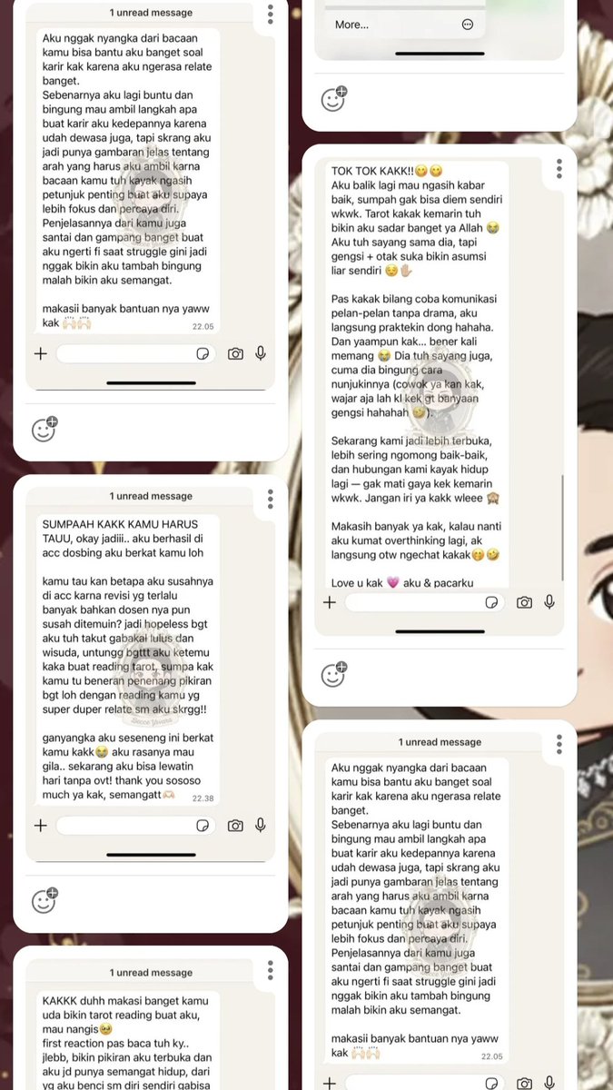 archestypes's tweet image. Kami masih open.
Hey hey, cari tarot reader yang resonate? Udah pasti sama aku yuk.

—
Hasil pembacaan sudah pasti long detail oriented, no sugarcoat, no judgement.
Kaya curhat sama temen, jadi seru deh. &amp;lt;3
For fastrespons: tiny.cc/becce
#zonauang #jasatarot #bacatarot