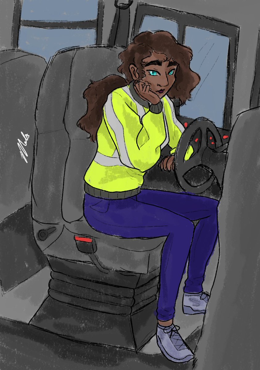 Small doodle for today, Eva as a bus driver