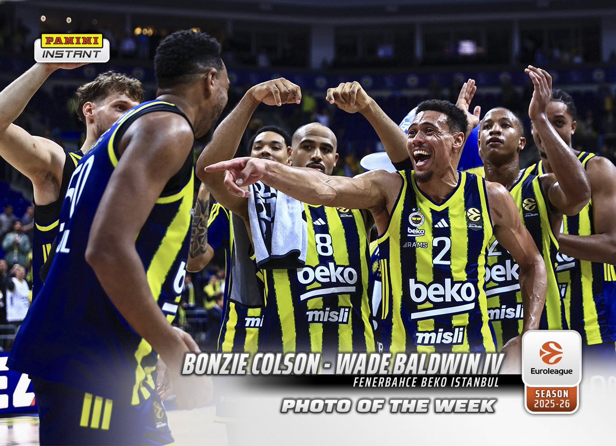 EuroLeague's tweet image. Happiness on full display after @FBBasketbol 5th win in a row 😎

The Photo Of The Week presented by @PaniniAmerica 🎞️

Make sure to grab your card every Monday at the Panini America website 🔗

#InstantCards I #euroleaguebasketball