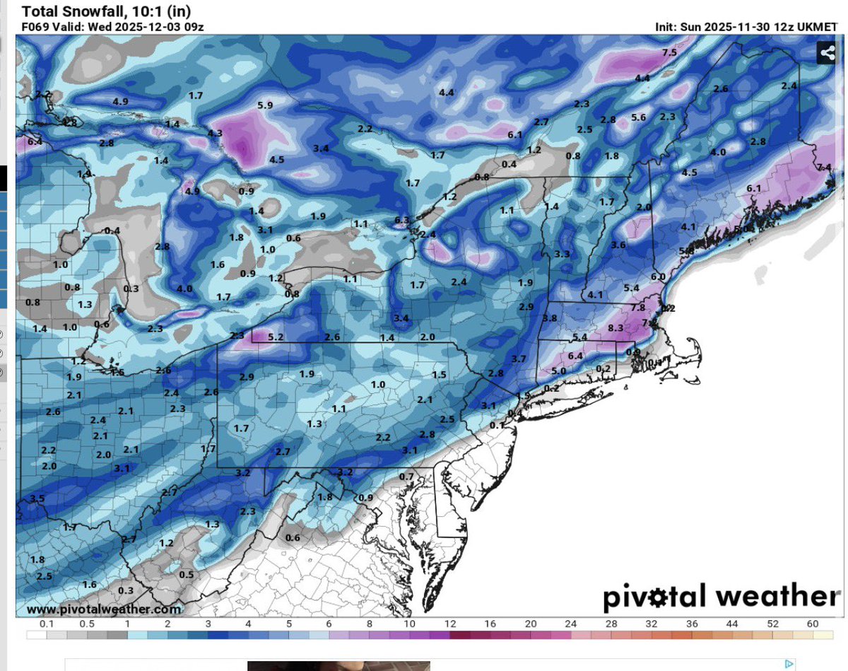 UKMET with a major shift toward the Euro. Only thing going against snow all the way to the coast is the departing high pressure. Thinking interior areas likely do well with 4-8”. Map later today
