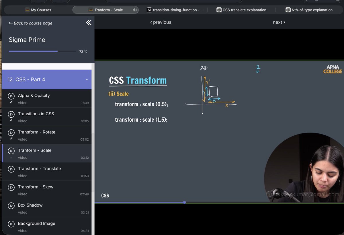 Mukeshkuma47612's tweet image. #8 Day of Software Engineering :-
Finished Day 8 of my SE  journey!

Here’s what I learned today:
📝 Alpha Channel &amp;amp; Opacity
⚡ CSS Transitions
🔁 Transform: Rotate
📏 Transform: Scale
🌐 Transform: Translate
📄 Transform: Skew
#SoftwareEngineering #LearningInPublic #Coding