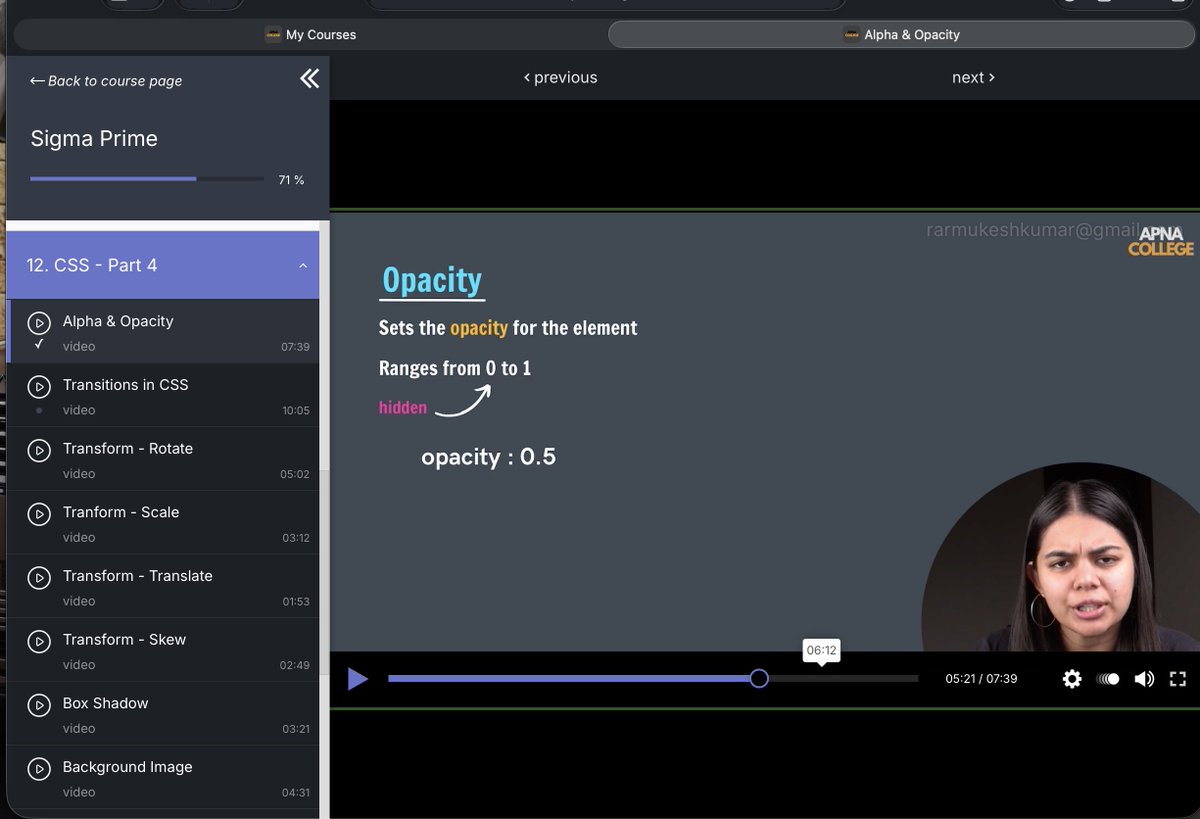 Mukeshkuma47612's tweet image. #8 Day of Software Engineering :-
Finished Day 8 of my SE  journey!

Here’s what I learned today:
📝 Alpha Channel &amp;amp; Opacity
⚡ CSS Transitions
🔁 Transform: Rotate
📏 Transform: Scale
🌐 Transform: Translate
📄 Transform: Skew
#SoftwareEngineering #LearningInPublic #Coding