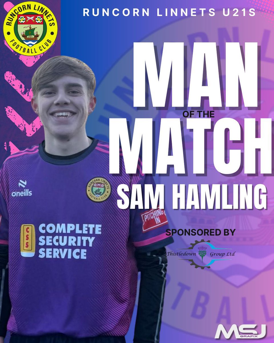 LinnetsYouth's tweet photo. A huge win for the lads, beating top of the table for the second time this season💪🏼 

Today’s man of the match, sponsored by Thistledown group, awarded to Sam Hamling for a brilliant individual performance. Well done mate 💜

Goals: Crane &amp; Papadopoulos 🔰

@RuncornLinnets https://t.co/BjAnpaeuR3