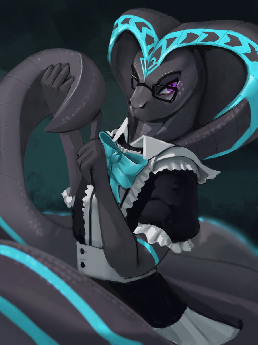 OkayDonuts's tweet image. I&apos;m only gonna wear this ONCE &amp;gt;:/

Snake maid art by @Sweet_Macchi! 🥰