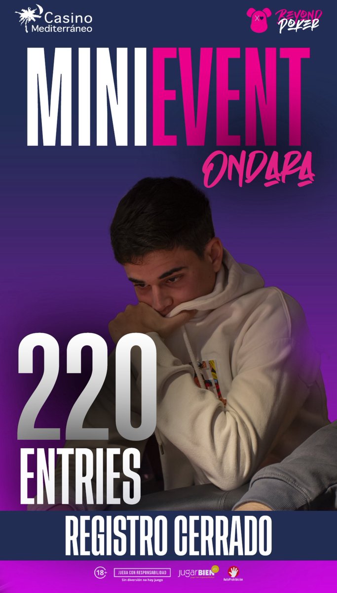 🔒 Registro cerrado con 220 entradas… 

¡RÉCORD del Mini Beyond Series!
Noche histórica, field enorme y un ambientazo que no entra ni en el salón 😅🔥♠️
Ahora sí: cartas al aire, sueños en juego y batalla total en las mesas. 

¡Vamos con todo! 💥

📍<a href="/C_Mediterraneo/">Casino Mediterráneo</a> Ondara
