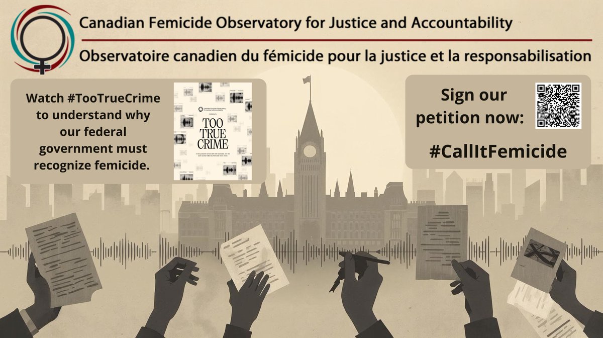 CAN_Femicide's tweet photo. We launched 8 years ago.

Almost 1,400 women &amp; girls have been killed since - mostly by men (90%).

We've called on our leaders to #CallItFemicide. 

They resist.

1 country after the other have done so - close to 30 to date.

👂to #TooTrue Crime &amp; 🖊️our petition. https://t.co/UZ8IlMhZSQ