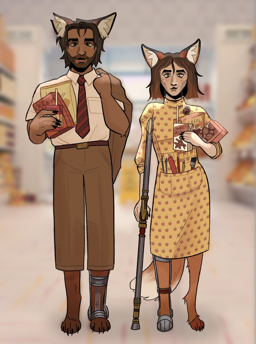 koiister's tweet image. Wasn&apos;t sure whether to draw them as half hox or full fox so I did both! Fantastic Mr Fox is one of my favourite movies of all time, so I just had to.  #jayvik