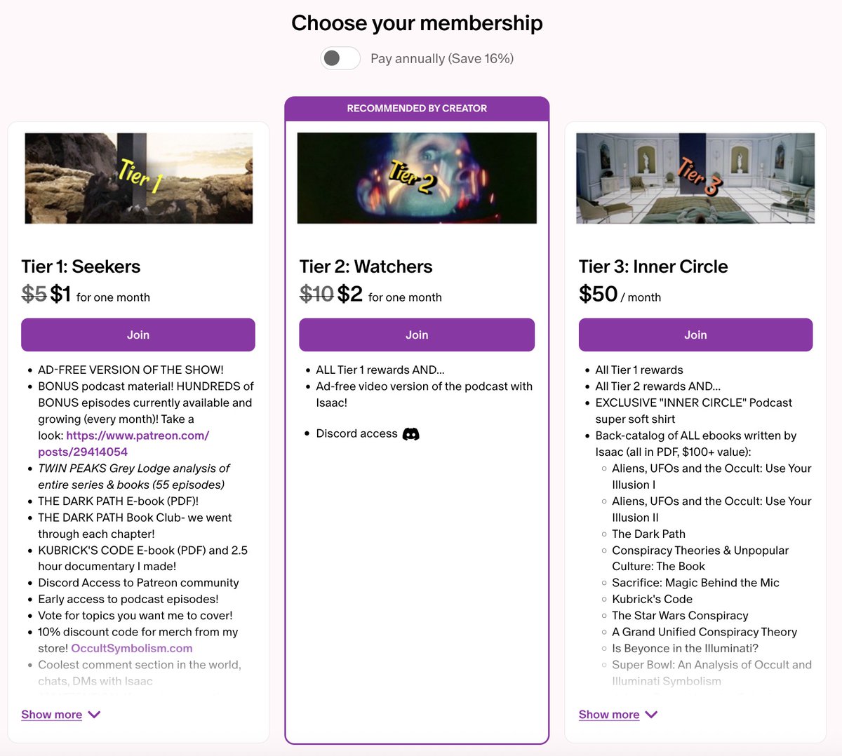 Quick heads up: your discount code expires tonight, and once it’s gone… it’s gone. For the next few hours you can join Patreon.com/IlluminatiWatc… for:

📷 Tier 1: Just $1
Full access to:
*HUNDREDS of Bonus episodes and deeper dives that never hit the main feed (archive goes back