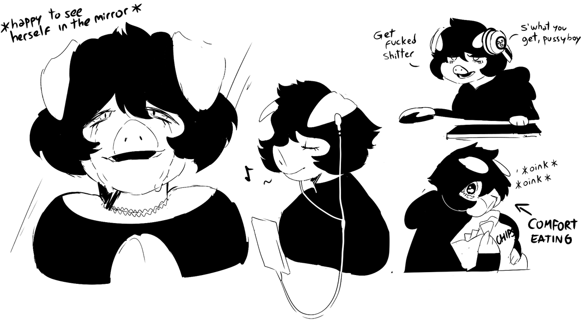 imaaahorny's tweet photo. Someone brought up old Peggy. She was originally my "skinny femboy sona" way back then when that shit was grossly normalized, now i turned her into the OC she was meant to be

If u trans and you want some wholesome valid content for a second, just peep these little doodles https://t.co/zMNiAhTwRv