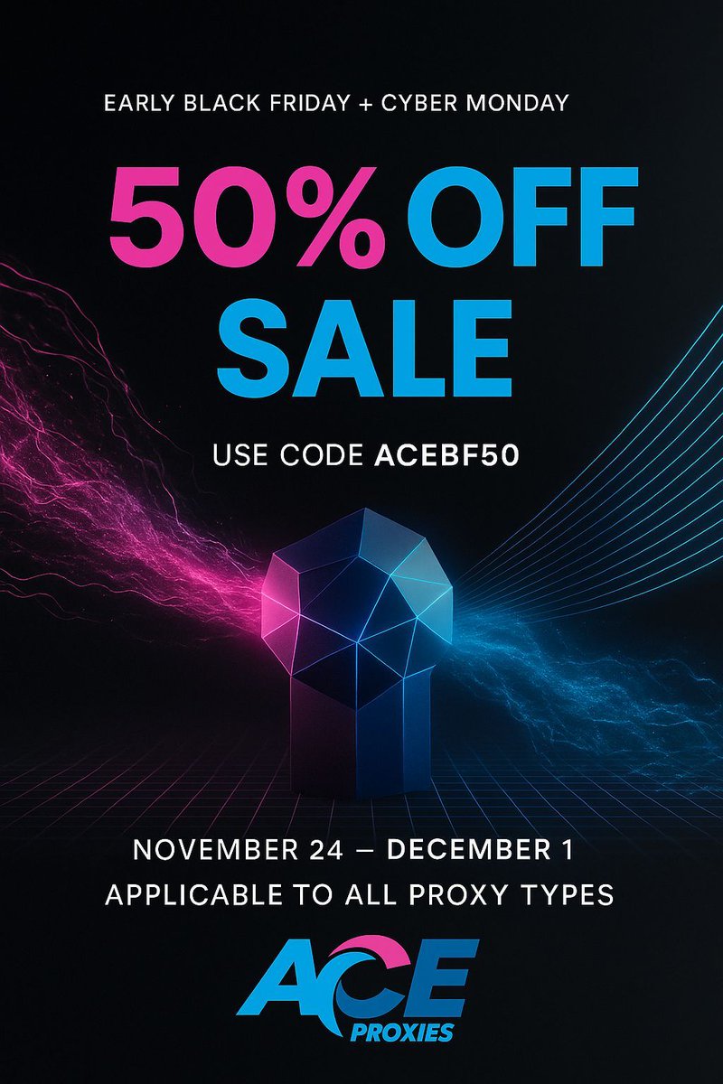 AceProxies's tweet image. Our biggest sale of the year is on going!
Get 50 percent OFF all proxies with code ACEBF50.
ISP, Residential, Datacenter — everything.

Buy here: aceproxies.com/buy-proxies

#Proxies #WebScraping #CyberSecurity #DataAccess #AceProxies