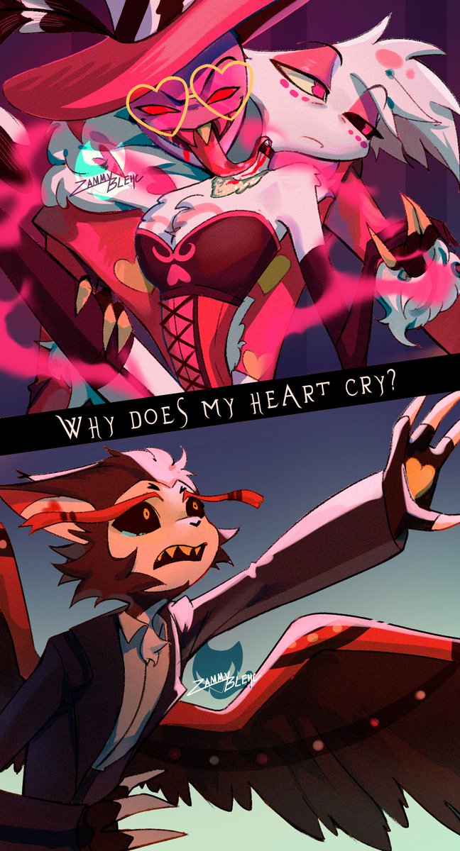ZammyX1's tweet image. I remembered I had this drawing based on Moulin Rouge! 

#huskerdust #HazbinHotelFanart #valentinohazbinhotel #Angeldust