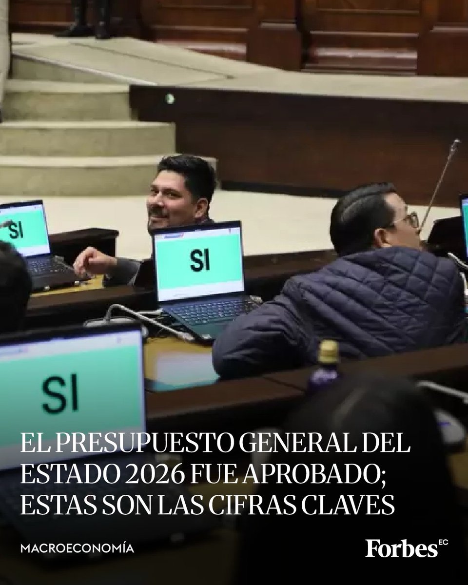 forbesecuador's tweet image. #Macroeconomía | 📊🇪🇨 La Asamblea Nacional aprobó la proforma del Presupuesto General del Estado 2026 que estima  un déficit global de US$ 5.413 millones.

Las cifras incluyen una producción petrolera esperada de 165,5 millones de barriles y un precio promedio de US$ 53,50 por…