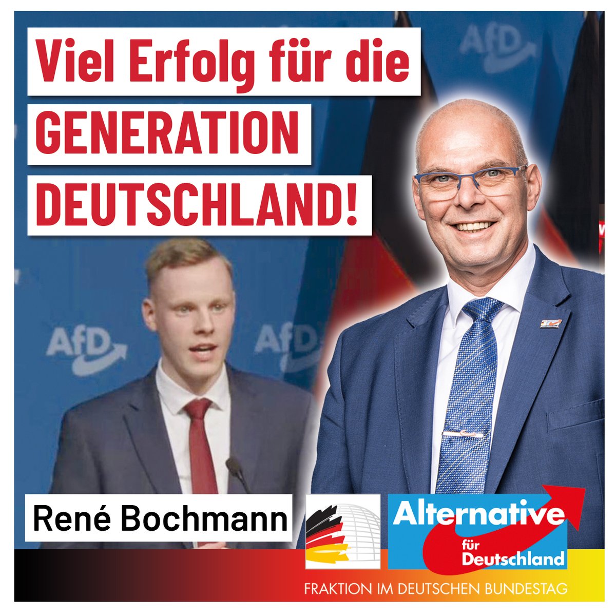 Ich gratuliere unseren jungen Parteimitgliedern zur Neugründung der  Jugendorganisation unter dem neuen Namen Generation Deutschland.

Ganz besondere freue ich mich natürlich über die Wahl unseres sächsischen Mitstreiters Lennard Scharpe als Finanzbeauftragten.