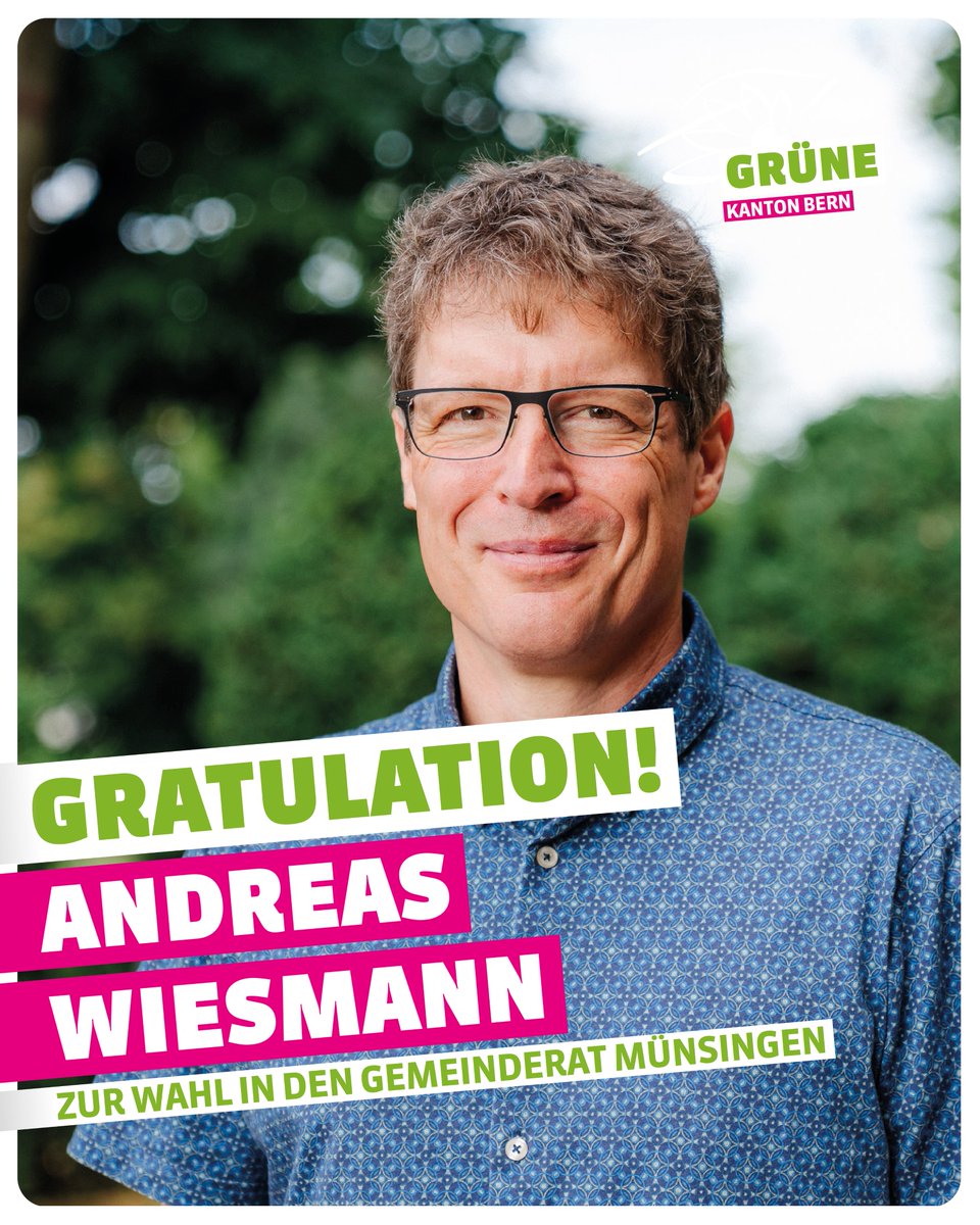 #Gemeindewahlen Herzliche Gratulation <a href="/an_wiesmann/">Andreas Wiesmann bsky @andreaswiesmann.ch</a>  zur Wahl in den Gemeinderat Münsingen 🌻💚 und viel Freude im neuen Amt ✨