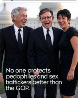 The Republicans know he raped children and, yet they all protect him. Vote every single one of them out.