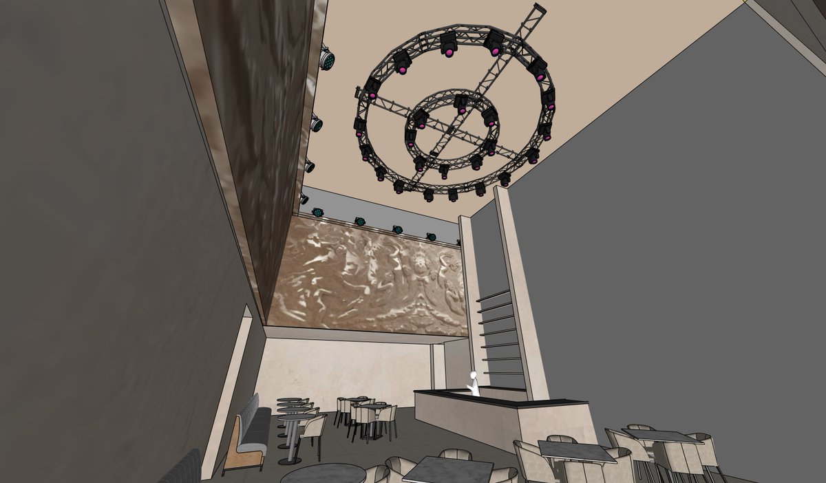 Korgzy's tweet photo. New restaurant concept: textured walls designed for Afro-cosmic projection mapping + layered lighting for a fully immersive dining experience.

Not just décor — storytelling with light, texture, culture, and atmosphere.

If you want hospitality spaces that feel iconic. https://t.co/aohHz1T9K2