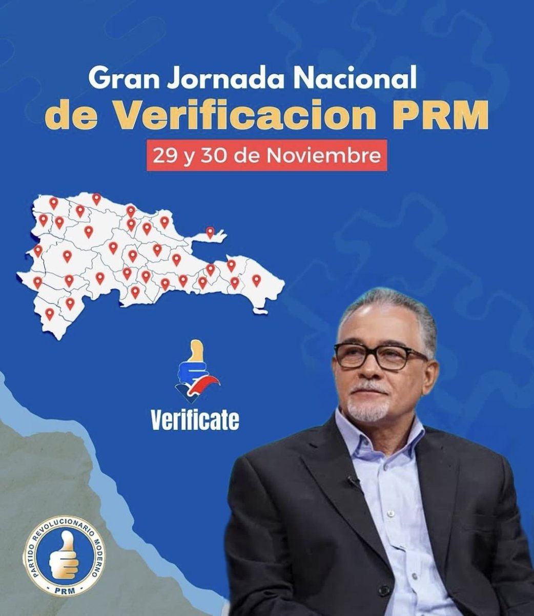 janairadelacruz's tweet image. Hoy 30 de noviembre continuamos con la Gran Jornada Nacional de Verificación y asegura que tu información esté al día.
verificate.prm.do
✅¡Sigamos construyendo esta historia!

#VerificatePRM