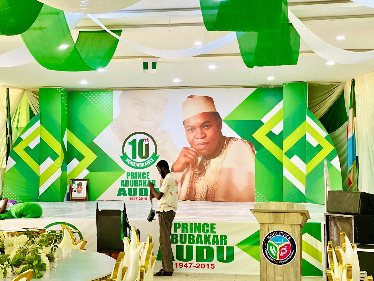 loveshadrach001's tweet photo. PHOTO NEWS 📷 

Kogi State Government prepared to honour former Governor of the state, late Prince Abubakar Audu, 10 years after his passing, at the Government House Lokoja, Kogi State.

May his legacy continue to inspire greatness. https://t.co/4snDBq0kSi